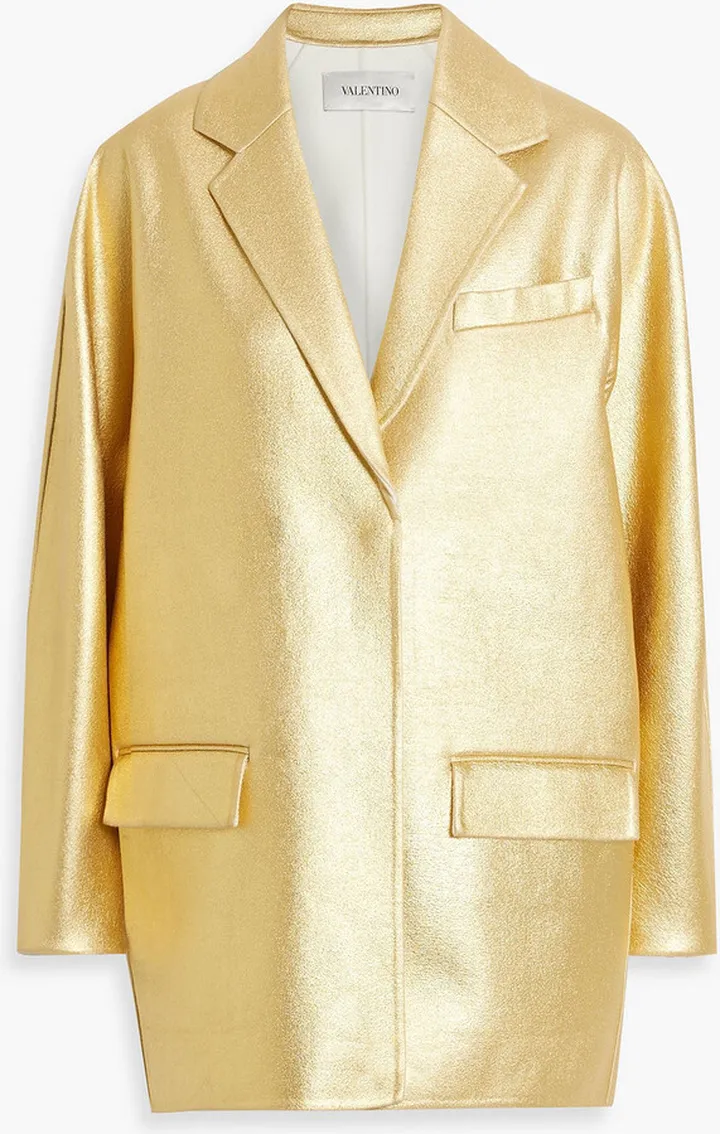 Oversized metallic coated wool and cashmere-blend blazer