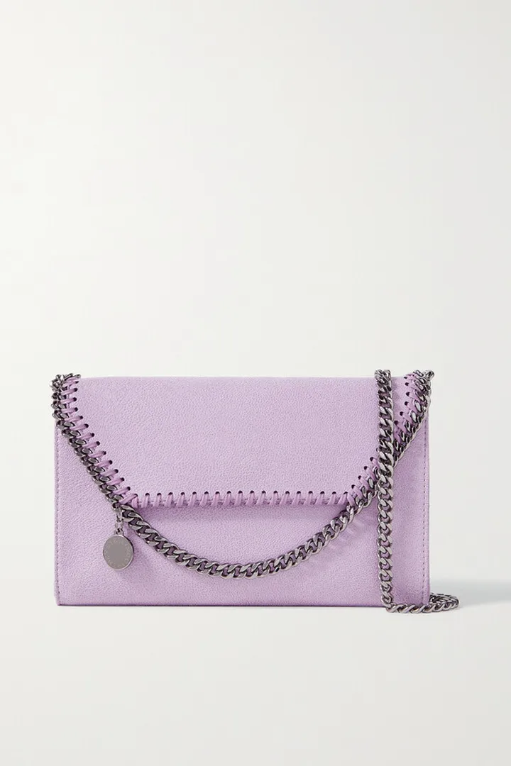 Stella McCartney - Falabella Mini Vegetarian Brushed-leather Shoulder Bag - Purple