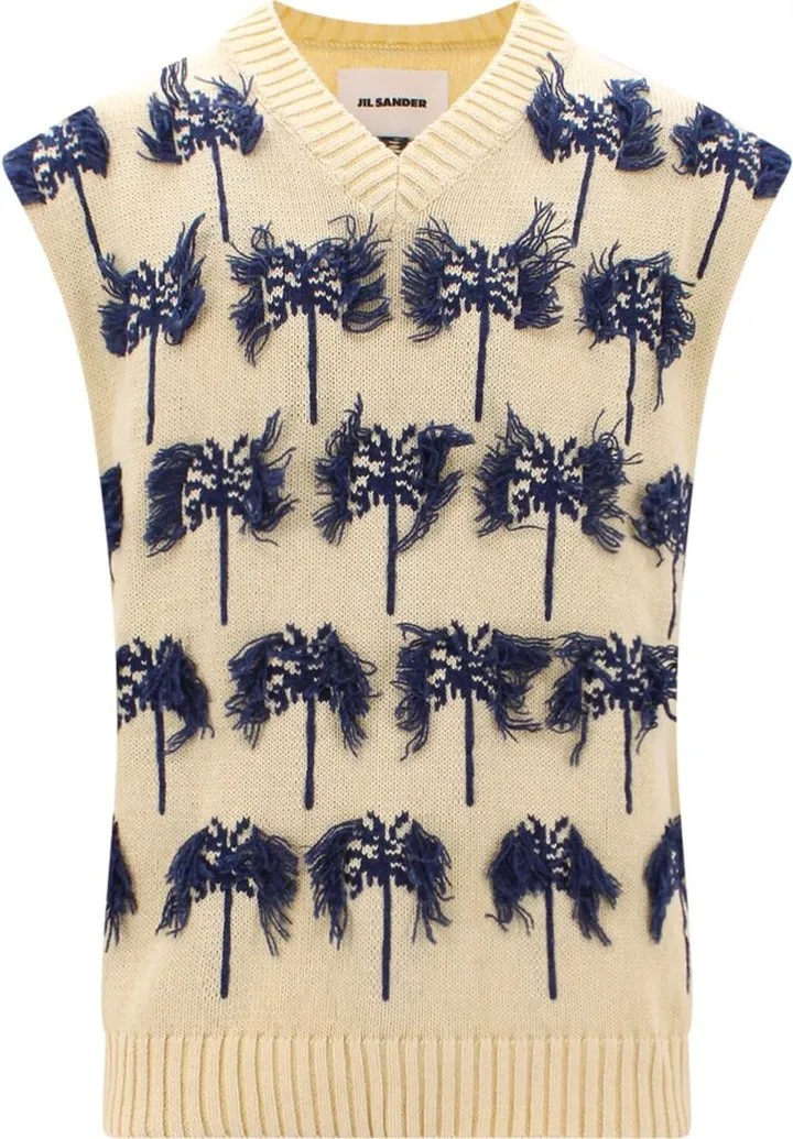Cotton vesrt with contrasting embroidery