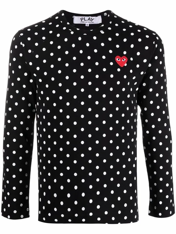 polka dot-print long-sleeved T-shirt