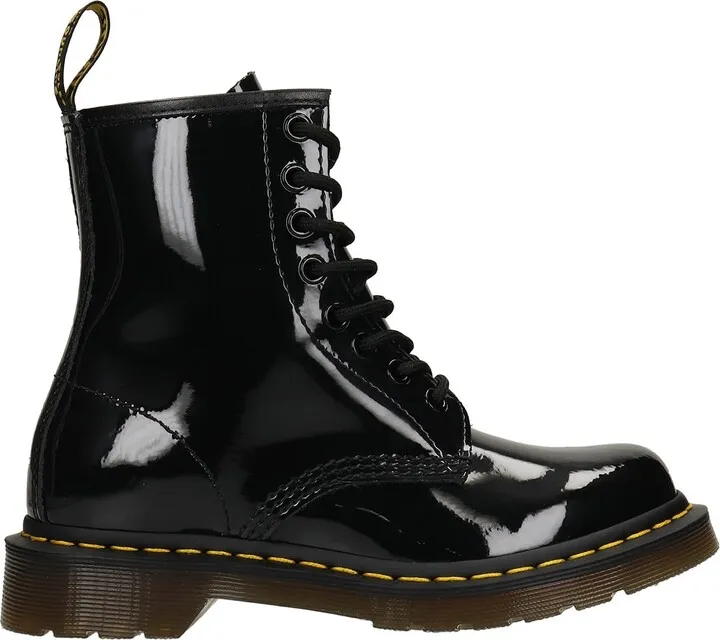 1460 Combat Boots In Black Patent Leather