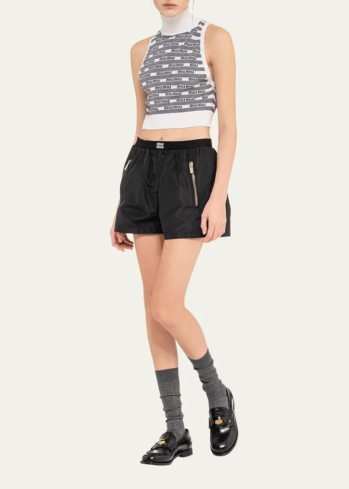 Jacquard Logo Crop Turtleneck