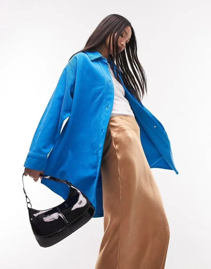 Topshop oversized shirt in blue cord