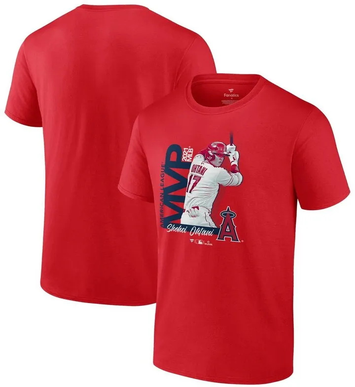 Men's Shohei Ohtani Red Los Angeles Angels 2021 Al Mvp T-shirt
