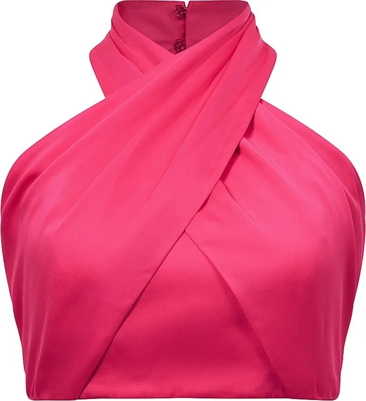 Lyra Satin Halter Crop Top