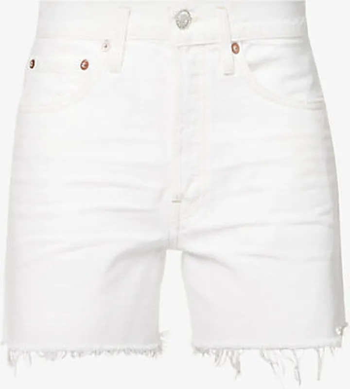 Womens Panna Cotta (white) Parker High-rise Organic-denim Shorts