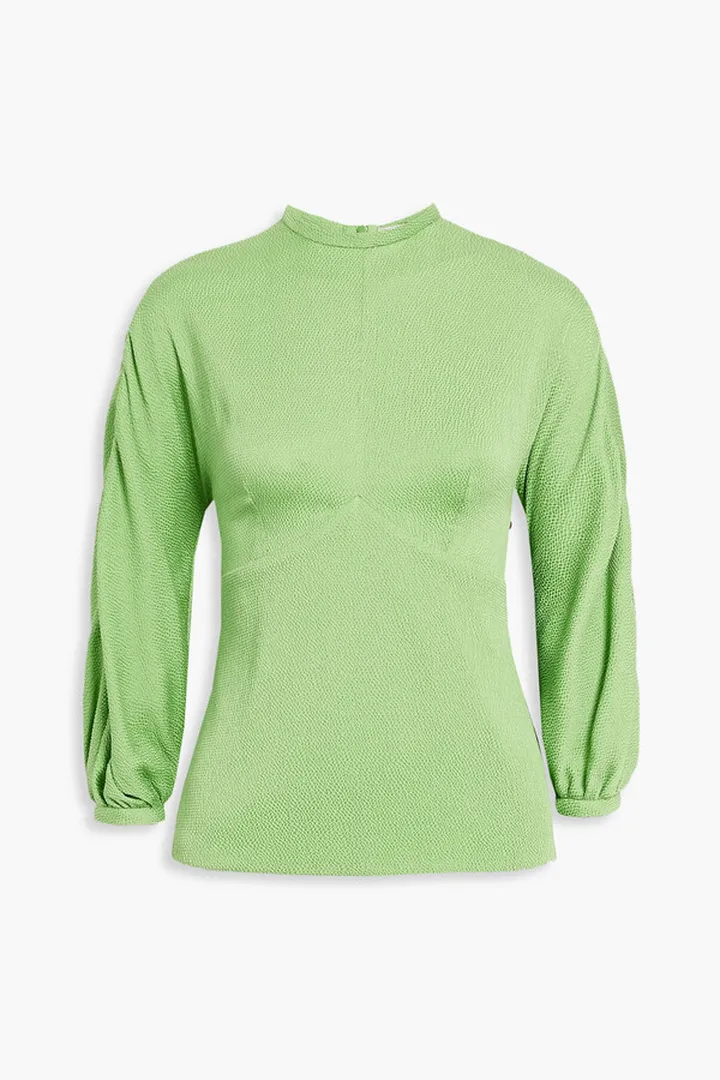 Sylvie hammered silk-satin blouse