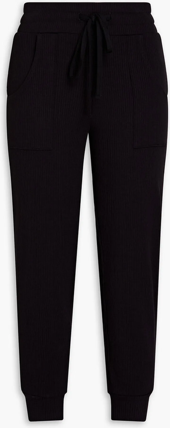 Cropped ribbed stretch-jersey track pants