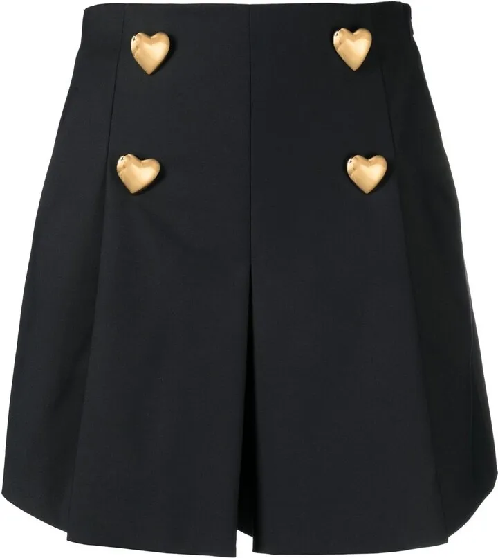 Heart-Shaped Button Detail Shorts