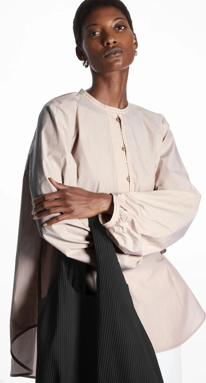 Puff-Sleeve Tunic Blouse