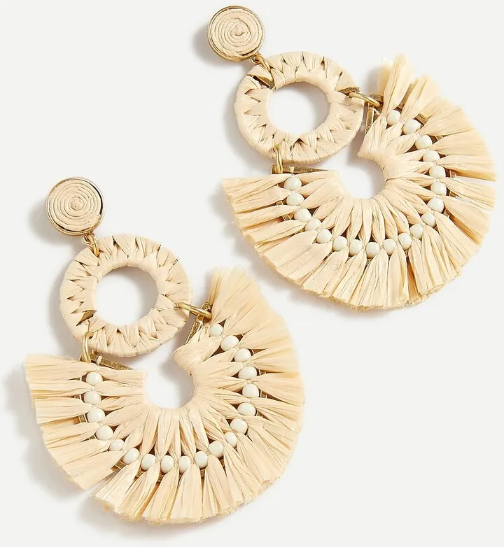 Raffia fan statement earrings