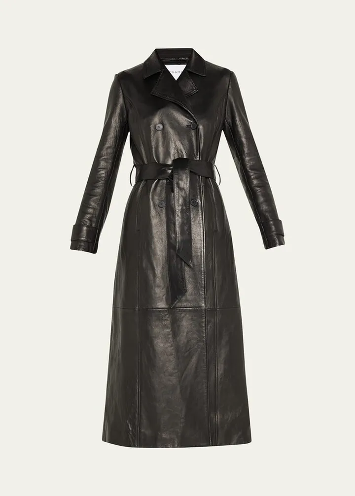 Belted Leather Trench Coat