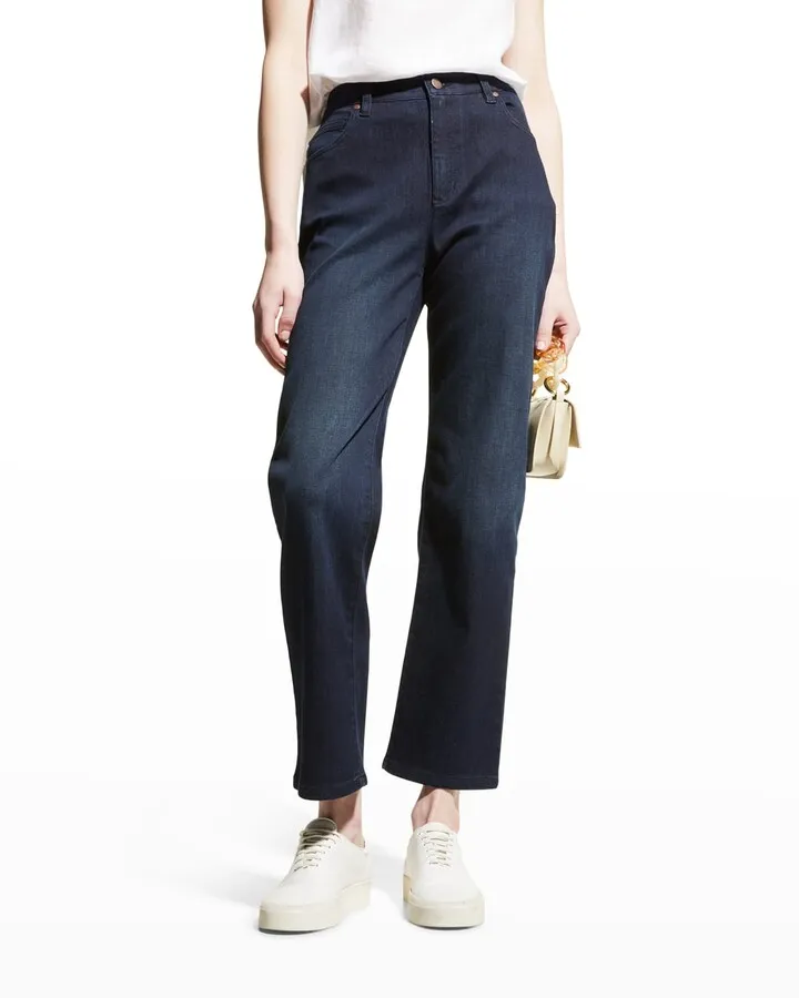 Stretch Organic Cotton High-Waist Ankle Jeans