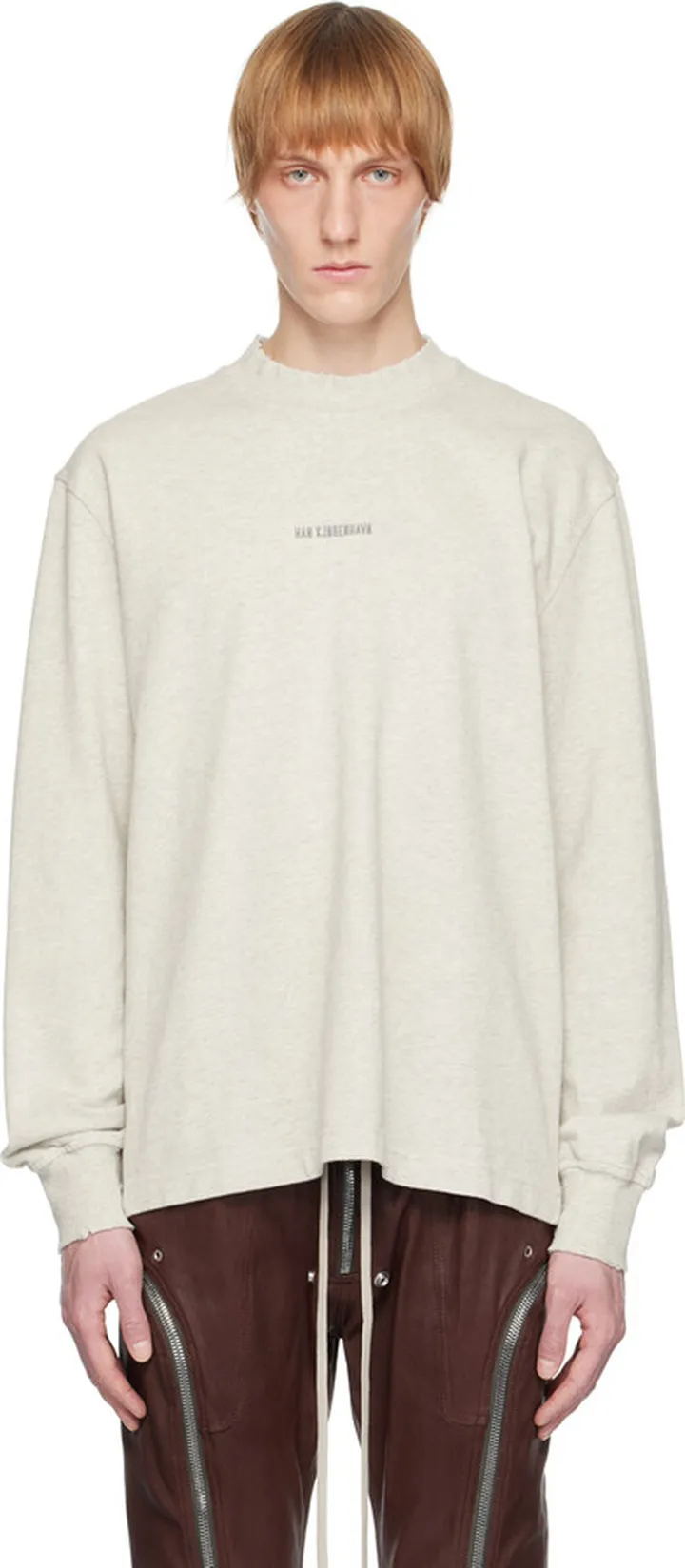 Han Kjobenhavn Gray Distressed Long Sleeve T-Shirt