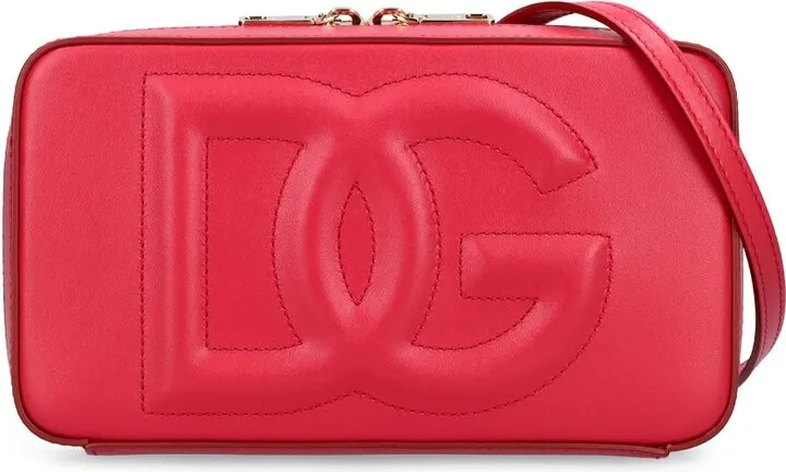 Logo leather camera bag