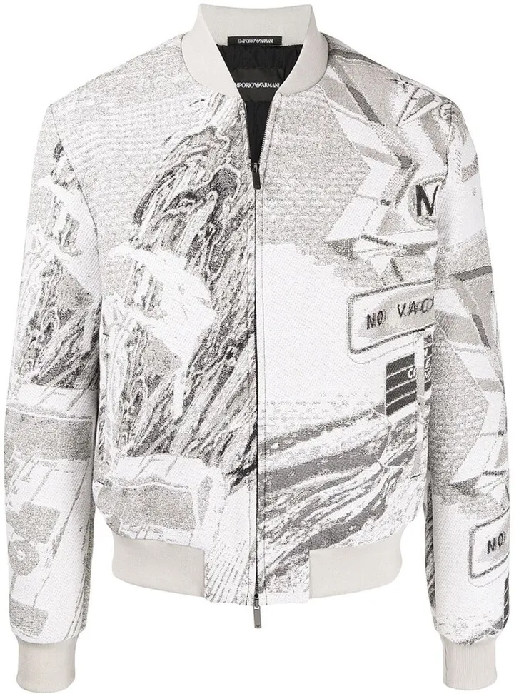 Intarsia-Knit Bomber Jacket