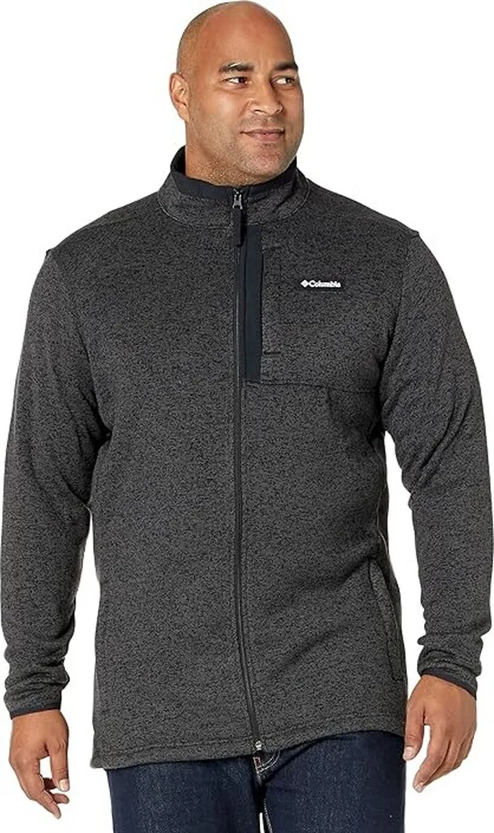Columbia Big Tall Sweater Weather Full Zip (Black Heather) Men's Clothing