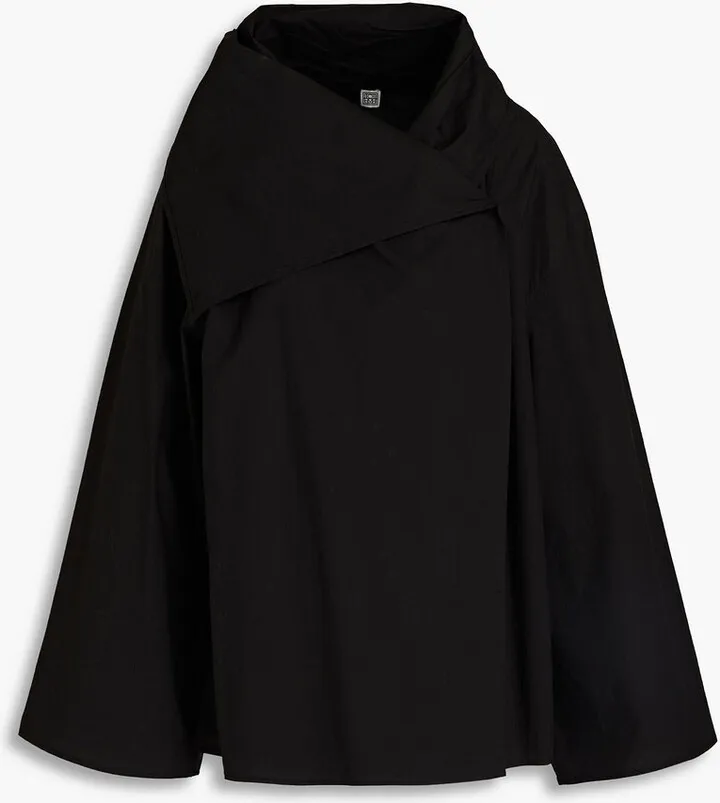 Convertible cotton-poplin wrap blouse