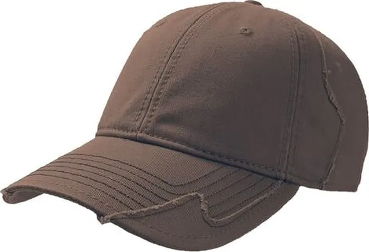 Atlantis Hurricane Weathered 6 Panel Cap With Raw Edges - Brown