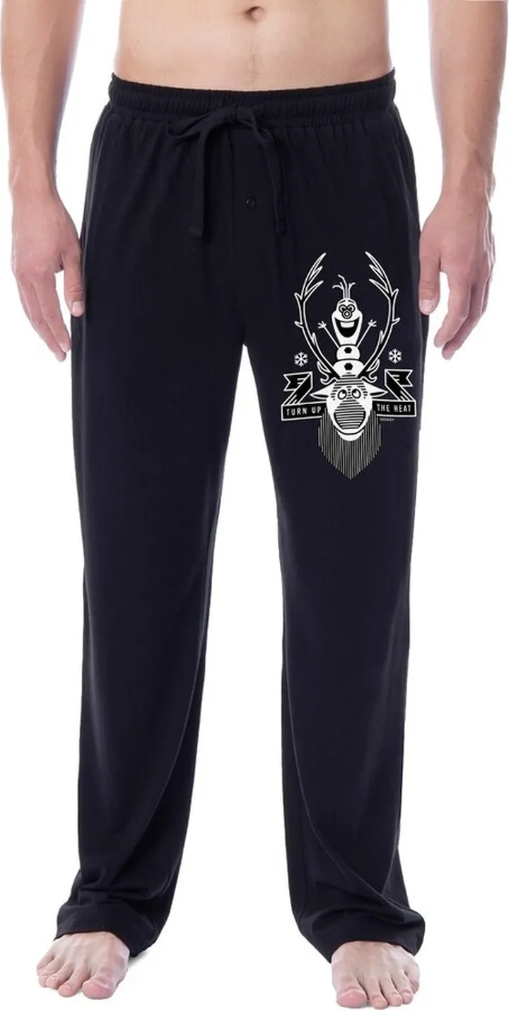Disney Mens' Frozen Movie Olaf Sven Turn Up The Heat Sleep Pajama Pants (XXL) Black