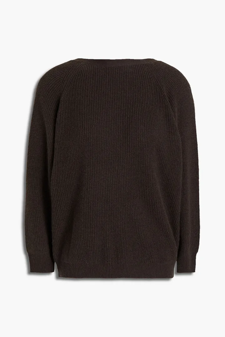Cramy twist-back ribbed cashmere sweater