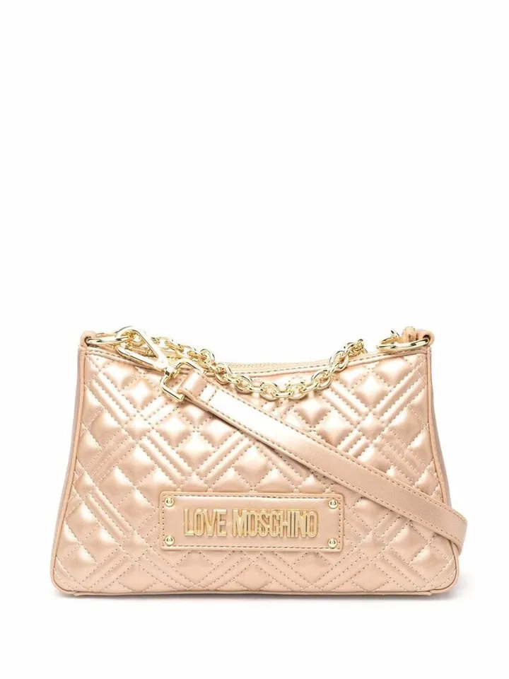 Logo Plaque Quilted Tote Bag