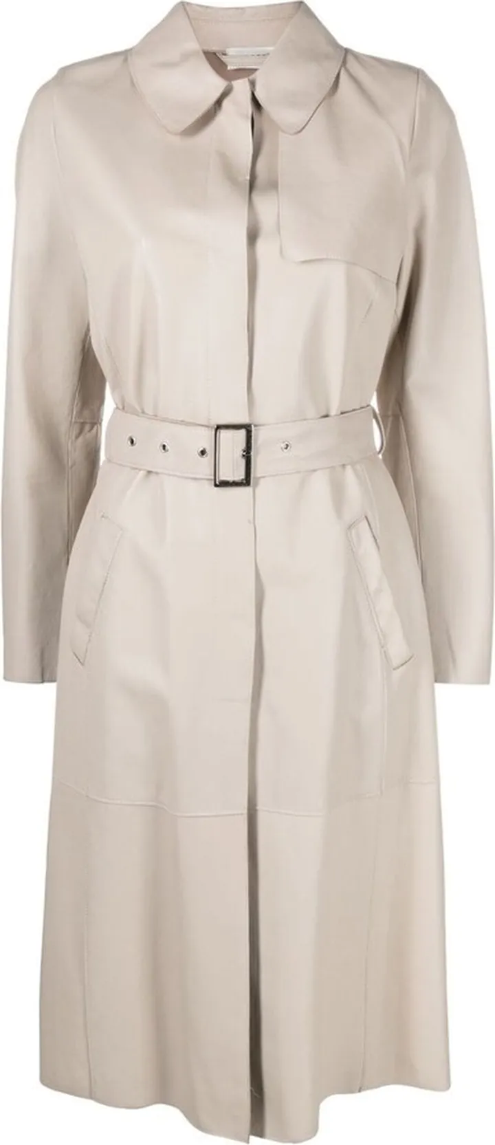 Belted-Waist Single-Breasted Coat