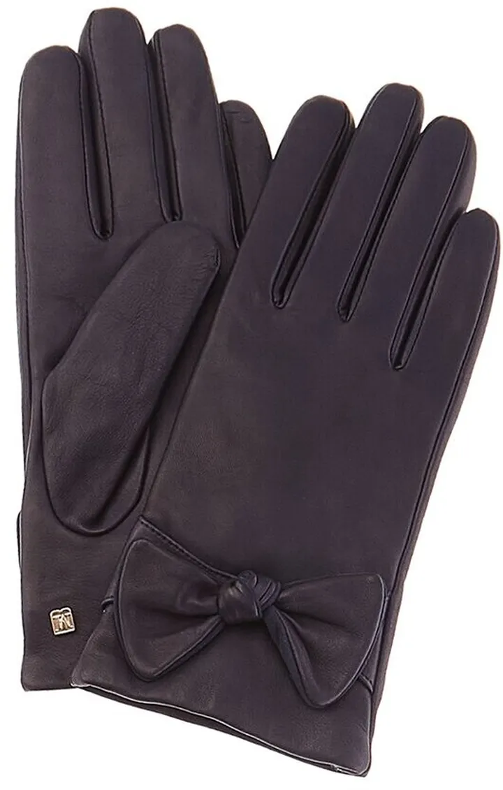 Bruno Magli Knotted Bow Cashmere-Lined Leather Gloves