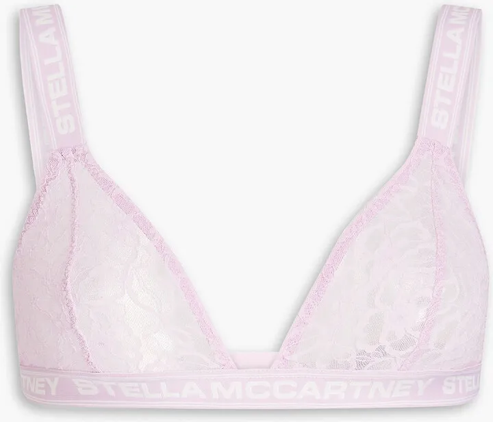 Monogram-trimmed lace triangle bra