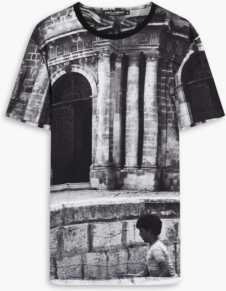 Slim-fit printed cotton-jersey T-shirt