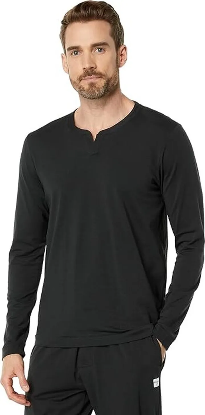 Rhone Element Lounge Henley (Black) Men's Clothing