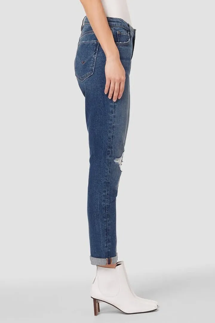 Hudson Jeans Lana Slim Boyfriend Jean With Roll Hem - Blue