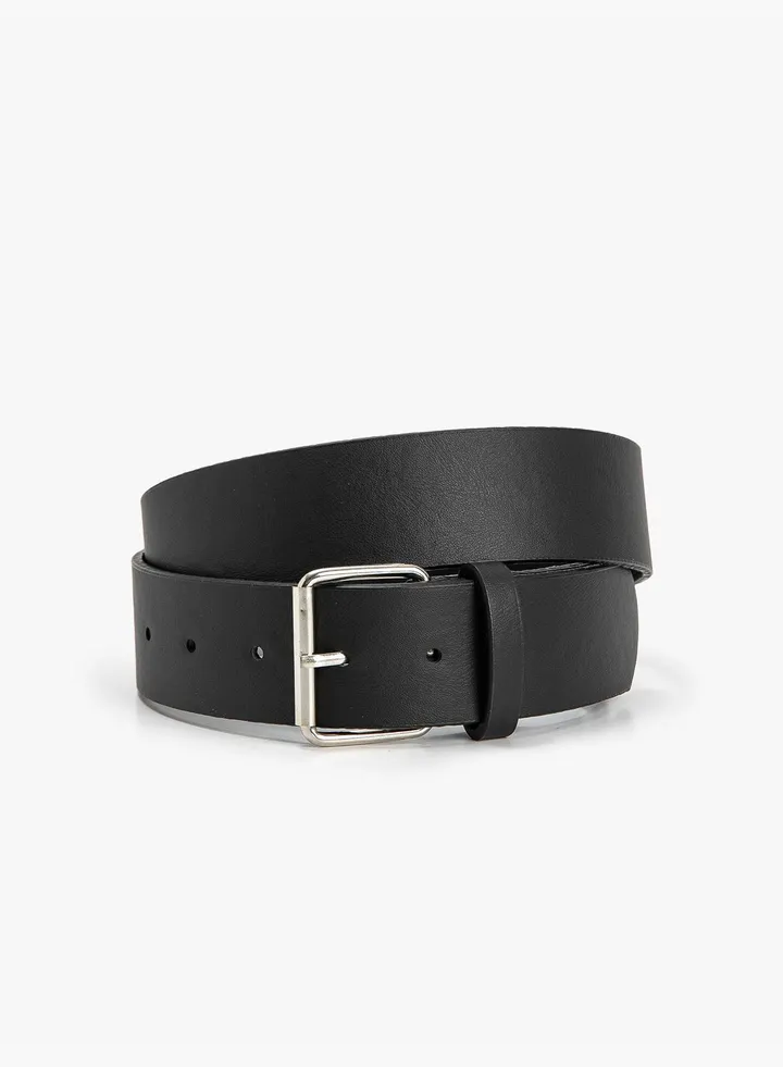 Metal Buckle Detail Faux Leather Belt