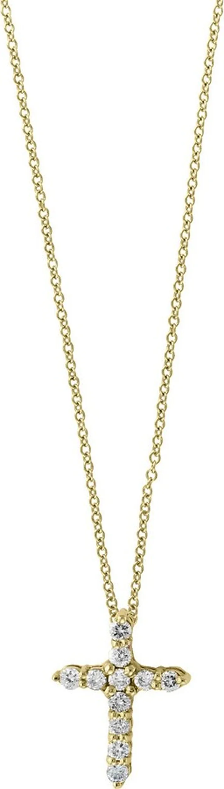 14K Yellow Gold Pavé Diamond Cross Pendant Necklace - 0.22 ctw.