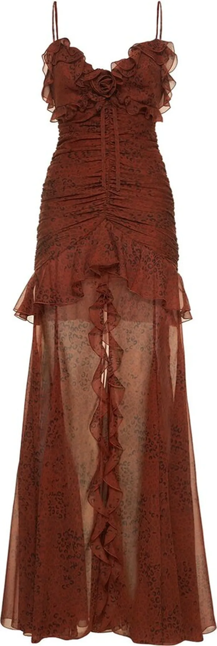 Leopard print georgette long dress