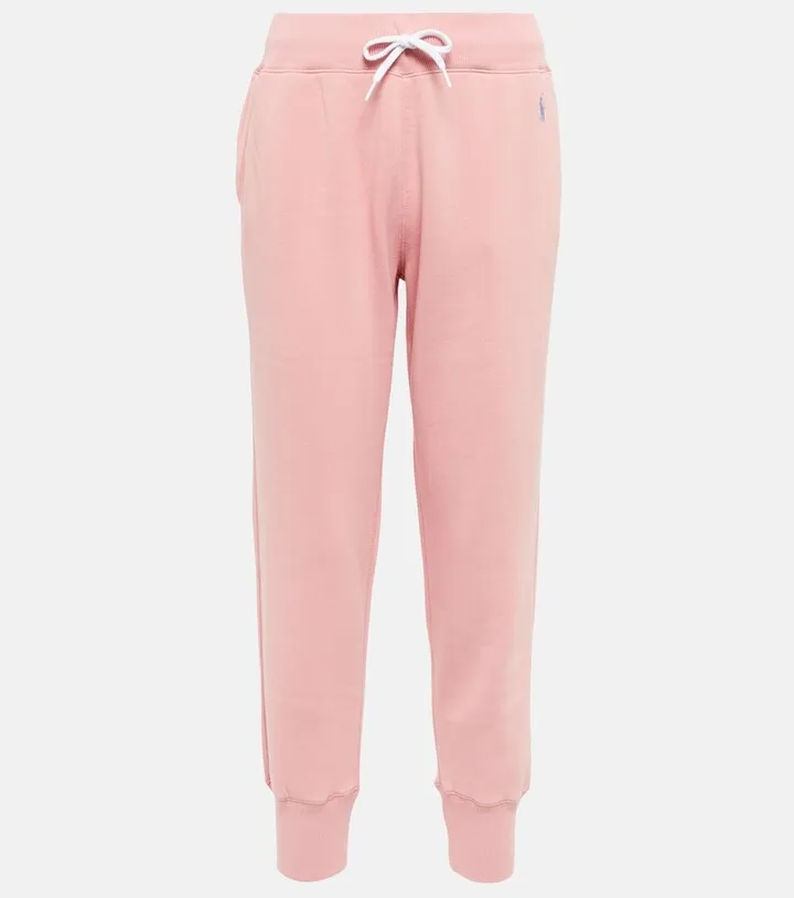Cropped cotton-blend jersey sweatpants
