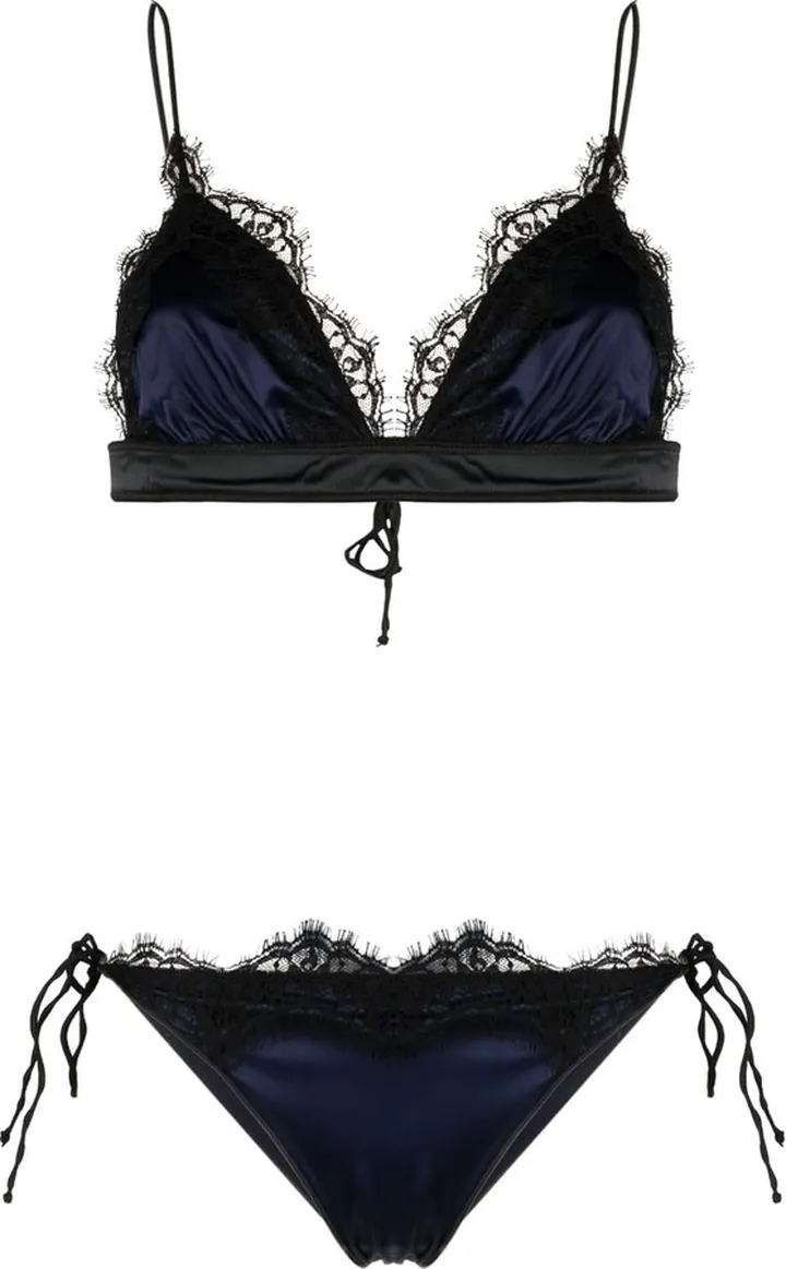 Lace-Trim Bikini Set