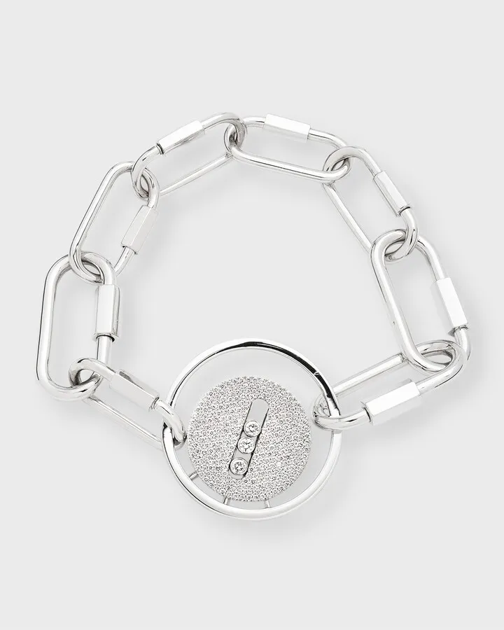 18k White Gold Diamond Lucky Move Carabiner Bracelet