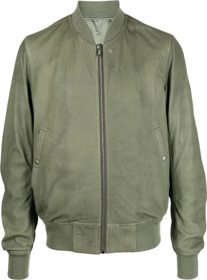 Zip-Up Leather Bomber Jacket