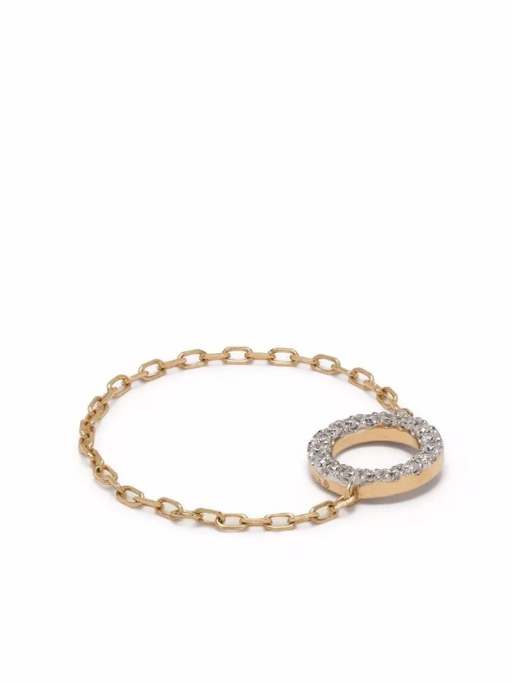18kt Yellow Gold Circle Chain Diamond Ring