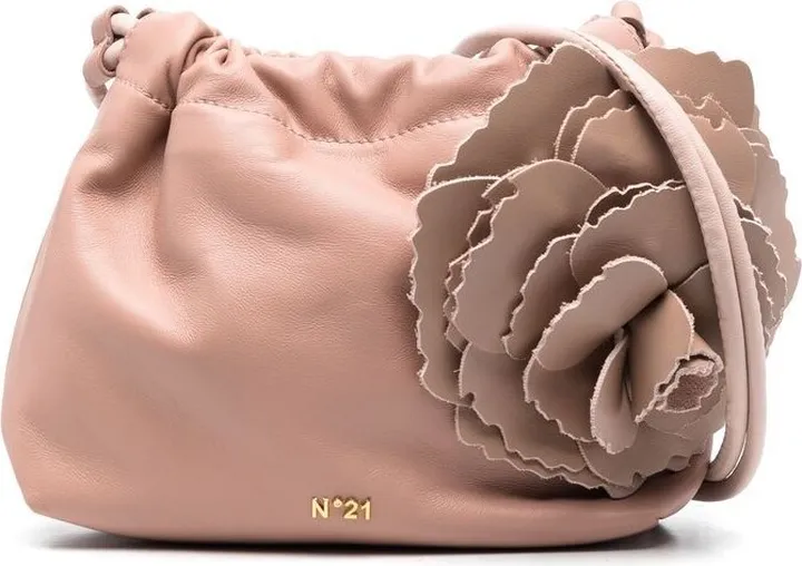 Floral-Detail Leather Mini Bag