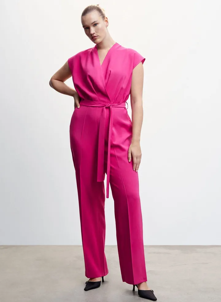 Belted Surplice Neck Jumpsuit