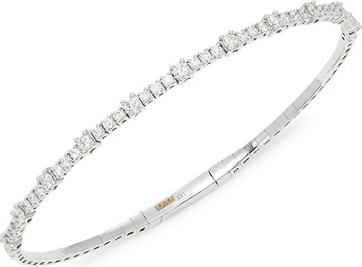 14K White Gold & 0.98 TCW Diamond Bangle Bracelet