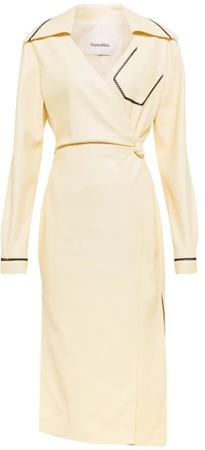 Berna faux leather wrap midi dress
