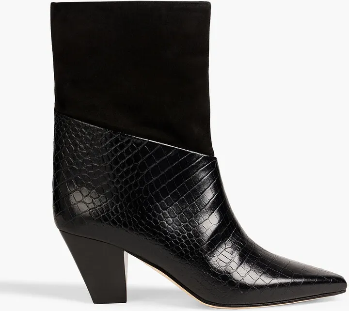 Bear 65 suede and croc-effect leather ankle boots