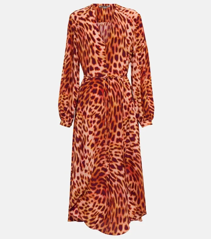 Cheetah-print silk maxi dress