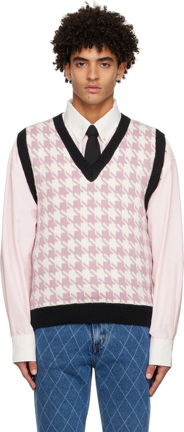Ernest W. Baker Pink & White V-Neck vest