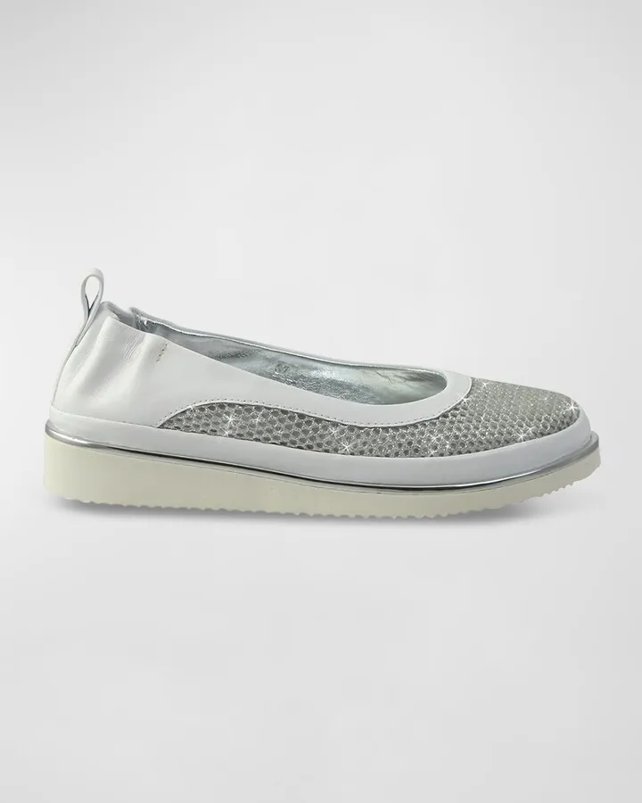 Natanya Metallic Mesh and Leather Platform Skimmer Sneakers