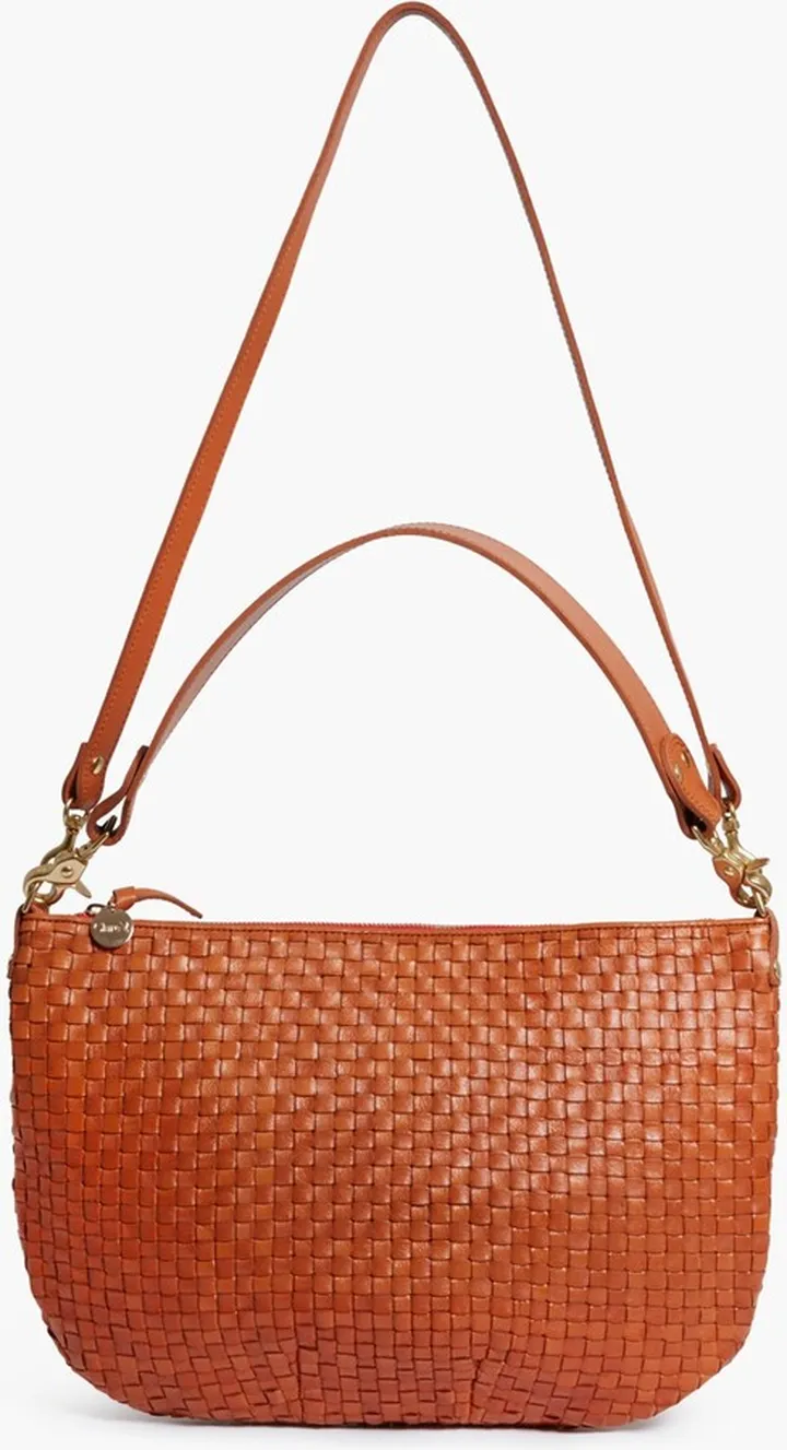Natural Woven Checker Moyen Messenger