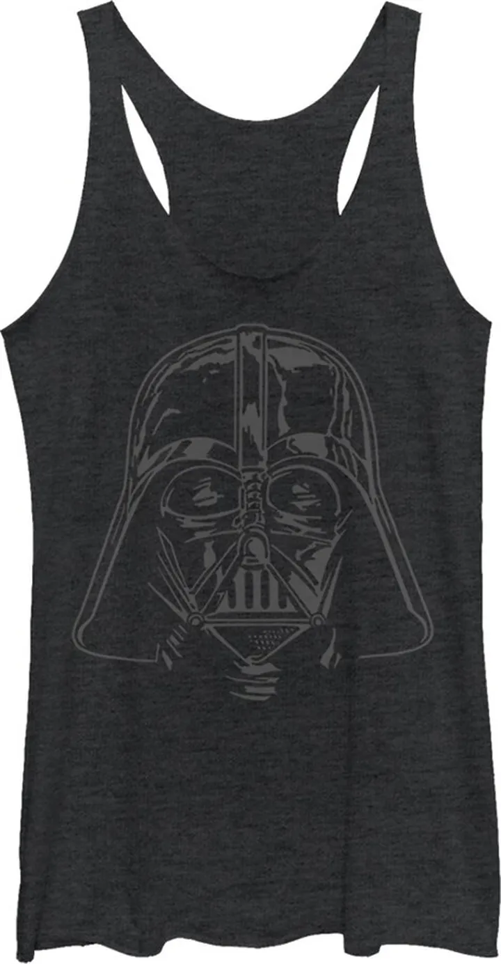 Women's Star Wars Darth Vader Helmet Racerback Tank Top - Black Heather - X Large